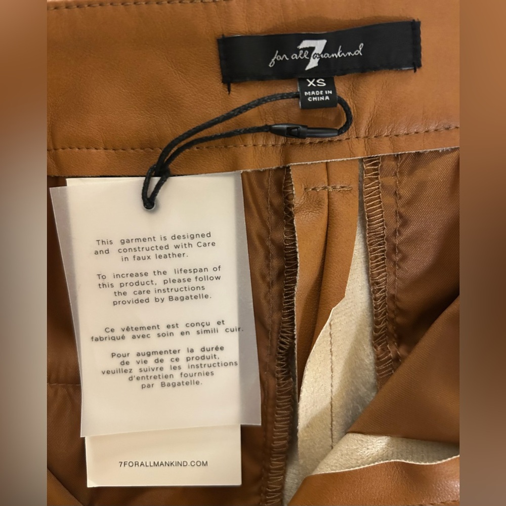 NWT 7 For All Mankind High Waist Faux Leather Tan Women's Shorts - Picture 3 of 5